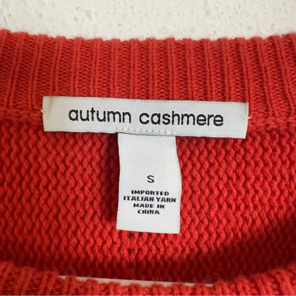 Autumn cashmere bittersweet red cropped boxy cashmere wool blend knit sweater - Picture 4 of 5